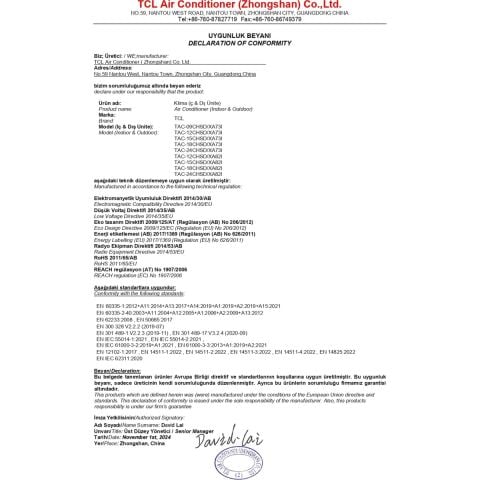 TCL Elite Plus A++ TAC-12CHSD/XA73I Inverter 12000 Btu Wifi 4 Yöne Otomatik Üflemeli Duvar Tipi Klima