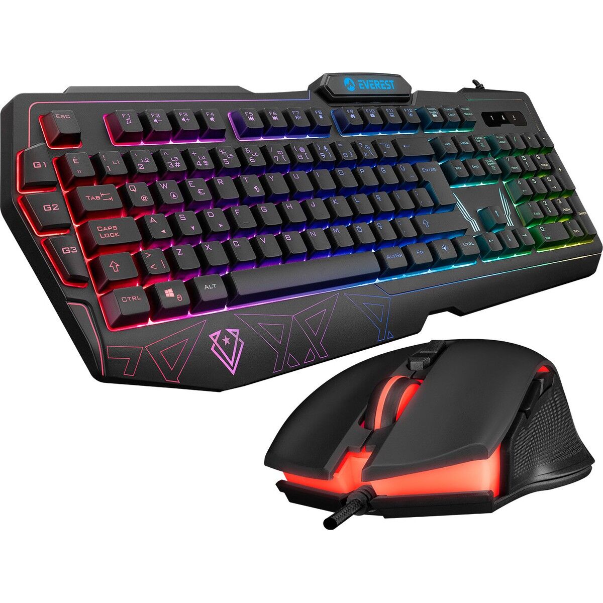 Everest KM-6168 Formula Combo USB 3 Makro Tuşlu RGB Aydınlatmalı Q Gaming Oyuncu Klavye Mouse Set