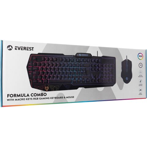 Everest KM-6168 Formula Combo USB 3 Makro Tuşlu RGB Aydınlatmalı Q Gaming Oyuncu Klavye Mouse Set